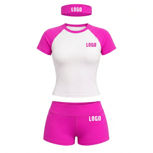 Conjunto de Yoga de 2 Piezas para Mujer con Logotipo Personalizado OEM, Ropa Deportiva con Estampado de Leopardo, Corte Ajustado, Manga Raglán, Ropa de Gimnasio y Fitness con Diadema - Product Image 2