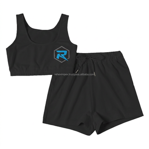 Custom Women's Crop Top Jogger <b>Set</b> Solid Color Two Piece Outfit Summer Casual Wear OEM Service - Product Image 5