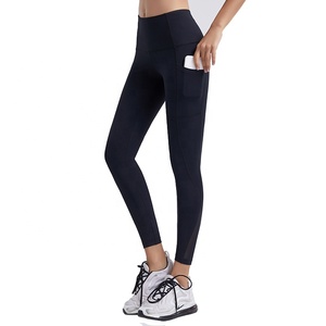 Leggings de Yoga para Mujer 2026 con Logotipo Personalizado, Ecológicos, de Nailon Sólido con Malla, Cintura Elástica, Bolsillos Laterales Altos y Elasticidad en Cuatro Direcciones - Product Image 1
