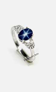 Star <b>Sapphire</b> <b>Ring</b> Sterling Silver Lindy Star <b>Sapphire</b> <b>Ring</b> 925 Sterling Silver Genuine Blue Star <b>Sapphire</b> <b>Ring</b> <b>For</b> <b>Women</b> - Product Image 5