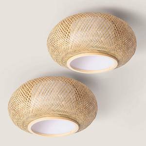 Handmade Bamboo <b>Ceiling</b> Lampshade Rustic Bohemian Flush Mount Light Eco Woven <b>Ceiling</b> Lamp OEM Supplier Vietnam - Product Image 1
