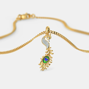 Collar con Colgante de Diamante Cultivado en Laboratorio con Esmalte de Pavo Real en Oro Amarillo - Product Image 6
