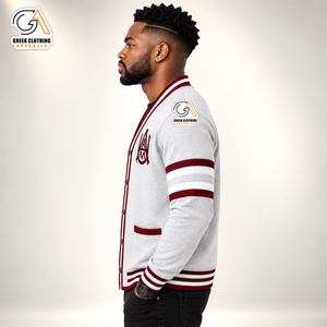 Cardigan en maille respirant 100 % polyester brodé sur mesure pour homme, séchage rapide, anti-plis, vêtements grecs, tenue Alabama A&M - Product Image 3