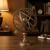 Sphère astronomique vintage en laiton, globe céleste de style antique, sphère décorative pour la décoration de la maison, du bureau ou du bureau à domicile