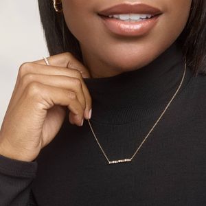 Diamond Bar <b>Necklace</b> With 0.75 CTW Round And Baguette Cut Lab-Grown Diamonds in White Gold - Product Image 2