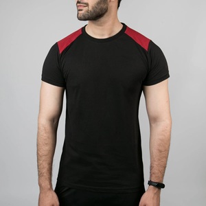 T-shirt décontracté pour homme en coton 100% tricoté, col rond, manches raglan, coupe classique, respirant et à séchage rapide, noir - Product Image 2