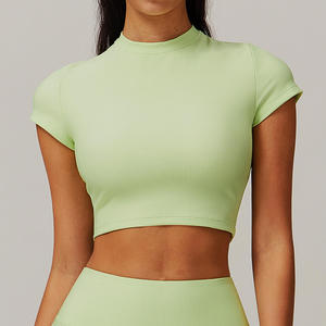 Camiseta Deportiva Corta Personalizada al por Mayor para Mujer, Ropa de Gimnasio de Manga Corta, Camiseta de Yoga de Alta Calidad Personalizada - Product Image 1