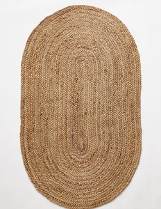 100% Natural Jute Hemp Braided ova <b>Rug</b> Handmade Eco Friendly Boho Area Carpet for Living Room Handmade Jute Braided Round <b>Rug</b> - Product Image 2