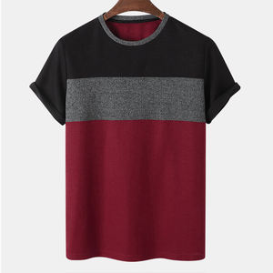 T-shirt pour homme noir, gris et bordeaux, 100% coton, décontracté, manches courtes, col rond, pour un usage quotidien, respirant, logo personnalisé imprimé - Product Image 1