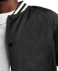 High Quality Custom Logo <b>Men</b> Satin Varsity <b>Jacket</b> Embroidered Decoration <b>Baseball</b> Plus Size Embroidered Casual Design - Product Image 1