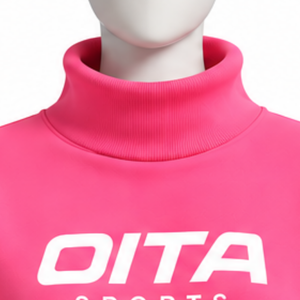 เสื้อสเวตเชิ้ตคอเต่าสีชมพูสดใสทรงโอเวอร์ไซส์สำหรับผู้หญิง แขนเสื้อประดับมุก ทรงหลวม สไตล์ลำลอง สตรีทแวร์ แขนยาว สำหรับฤดูหนาว - Product Image 3