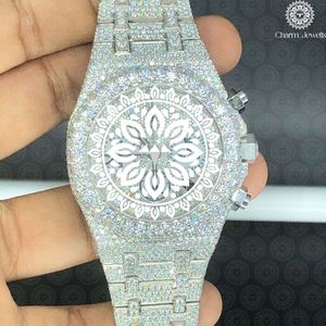 Montre de luxe pour homme Charm Jewells, acier inoxydable, lunette sertie de diamants, mouvement mécanique analogique, boîtier 40 mm, date automatique, étanche 10 bars - Product Image 2