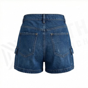 Shorts de mezclilla ajustados para mujer, elásticos, con agujeros y borlas, estilo casual de verano, ropa de calle, atuendo moderno y a la moda - Product Image 2