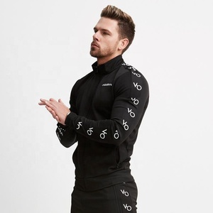 Wholesale Sportswear Men's Private Brand Designer Track Suit Embroidered Logo Zip <b>Up</b> Front Enclosure Zipper High Neck Sweat Suit - Product Image 5