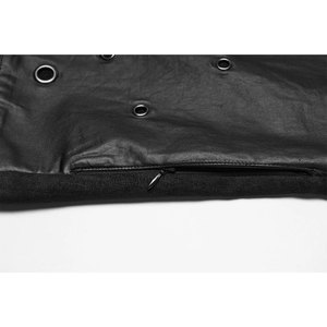 Men Black Gothic Punk Rock <b>Suede</b> Denim Short <b>Jacket</b> Slim Coat 3D Ribbed Front Panel Biker <b>Jackets</b> - Product Image 6