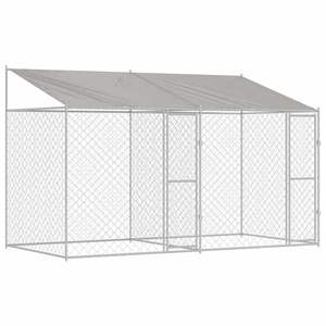 Cage pour chien avec toit argenté, dimensions 157,48 x 78,74 x 101,57 pouces, maison pour animaux de compagnie de qualité supérieure pour votre ami à fourrure - Product Image 2