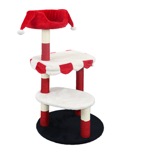 Arbre à chat moderne en sisal rouge, blanc et noir, multi-niveaux, meuble d'intérieur pour animaux de compagnie, design durable et amovible - Product Image 1