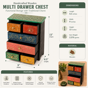 Handcrafted Wooden <b>Drawer</b> Cabinet Mini <b>Storage</b> Organizer Decorative Wooden Almari Jewelry <b>Storage</b> <b>Box</b> Wholesale - Product Image 5