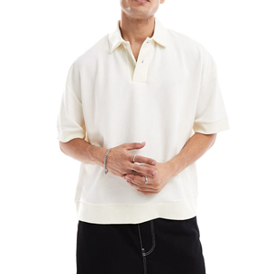 เสื้อโปโลพิมพ์โลโก้ตามสั่ง ระบายอากาศได้ดี สวมใส่สบาย คอวี สำหรับผู้ชาย ผ้าฝ้าย 100% ทรงหลวม แขนสั้น - Product Image 2