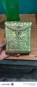 Traditional Handcrafted <b>Silver</b> Plated Metal <b>Clutch</b> With Intricate Embossed Floral Design And Matching Rigid Handle Wholesale - Product Image 3