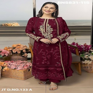 Conjunto de Salwar-Kameez y Dupatta de Georgette Sintética de Alta Calidad con Bordado, en Colores Impresionantes, Proveedor de Ropa Étnica de Surat - Product Image 1