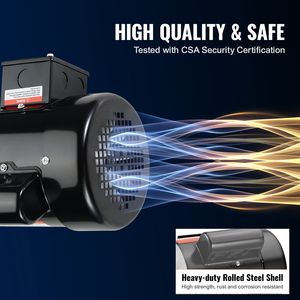 Motore Elettrico Monofase 1HP 3450 Giri/min 115V/230V AC Telaio 56C per Compressore d'Aria, Albero con Scanalatura da 5/8'' 60Hz per Ventilatore, Rotazione CW/CCW - Product Image 2