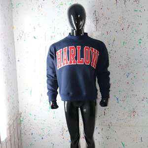HARLOW BLUE <b>Mock</b> <b>Neck</b> Sweatshirt 100% RED Applique Embroidery wide <b>neck</b> Sweatshirt Finer Threads - Product Image 5