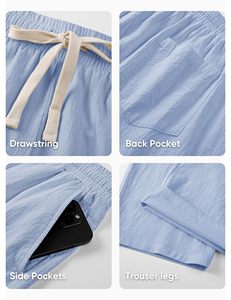 Casual Trousers For <b>Men</b> 100% Cotton Solid Joggers <b>Pants</b> Soft <b>Yoga</b> Lightweight Fashion Comfy Baggy Lounge <b>Pants</b> with Pockets - Product Image 6