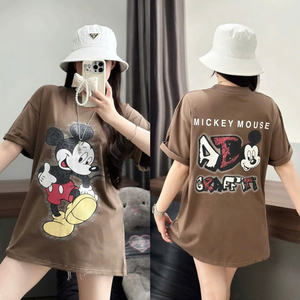 Camiseta con Dibujo Animado de Mickey Mouse para Mujer, Tela de Algodón Suave y Transpirable, Estilo Casual, Combinable con Jeans, Faldas y Shorts - Product Image 4