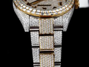 Reloj Mecánico Deportivo de Lujo de Edición Limitada con Esfera Árabe en Oro Amarillo de Dos Tonos y Diamantes Moissanite D VVS - Product Image 5