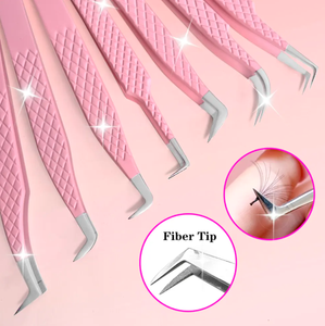 Pinces à cils de précision en acier inoxydable, ensemble rose et jaune, emballage en boîte, pointe lisse, outil professionnel pour les cils - Product Image 5