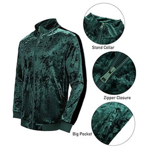 Ensemble de survêtement en velours pour homme, 2 pièces, veste zippée intégrale et pantalon, tenue de jogging en velours - Product Image 5