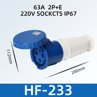 Prise industrielle HFE IP67 2P+E 3 pôles 3P 3 broches 220V 230V 240V 250V 63 Ampères, connecteurs de prise industrielle à montage en surface 63A