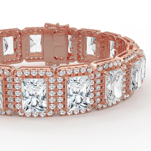 Bracelet de luxe en saphir taille radiant avec halo de diamants, en or 14K 18K, micro-pavé, bijou raffiné, cadeau de mariage ou d'anniversaire pour femme - Product Image 5