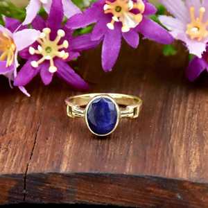 Bague en Vermeil Or 18 carats avec Saphir Bleu, Argent Sterling 925, Bijou Fin, Pierre de Naissance de Septembre, Style Bohème - Product Image 4