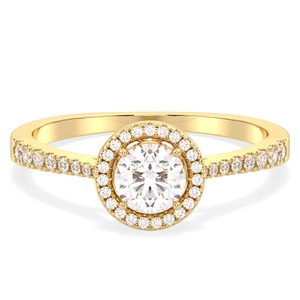 Anillos de Compromiso Solitarios de Oro Amarillo de 14K con Nuevo Diseño REYES, Certificados por IGI, Corte Redondo, Diamante Cultivado en Laboratorio de 1Ct, Joyería para Regalo de Boda - Product Image 1