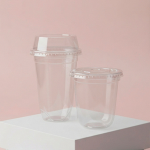 Vaso transparente de plástico PP con tapa, vaso redondo para bebidas de 12, 16 y 22 onzas, vaso desechable para bebidas frías, batidos, té y café. - Product Image 1