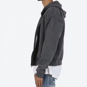 Sudadera con capucha para hombre de algodón grueso French Terry de alta calidad, 400 GSM, con logotipo personalizado, estilo vintage, lavado ácido, con cremallera. - Product Image 4