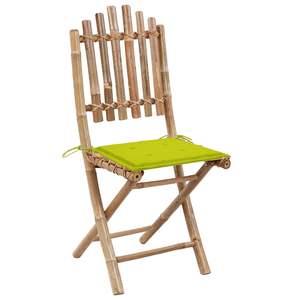 Ensemble de 2 chaises de patio en bambou vert vif avec coussins confortables pour les divertissements en plein air - Product Image 2