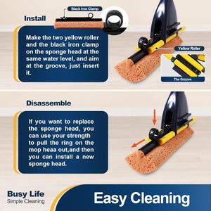 Mop Telescopico Estensibile con Manico Lungo 42-52 Pollici e Spugna con Tergivetro per Pulizia di Pavimenti in Piastrelle, Bagno e Garage, Uso Commerciale e Domestico - Product Image 4