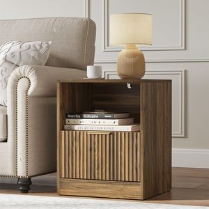 Modern Minimalist Hollow <b>Bedside</b> Cabinet Set with Golden Luxury Handles and Combination Drawers <b>Shelves</b> - Product Image 2