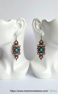 Pendientes de Macramé Hechos a Mano con Turquesa, Joyería Boho con Piedras Preciosas, Regalo para Mujer - Product Image 4