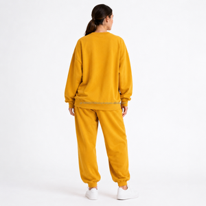 Ensemble survêtement décontracté pour femme, sweat-shirt à col rond oversize et pantalon de jogging, streetwear, logo personnalisé, fabricant en gros - Product Image 2