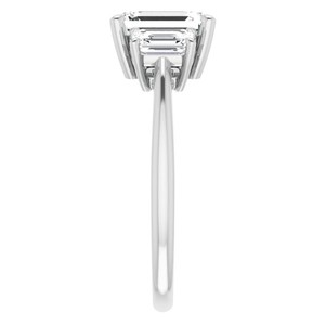 Trio <b>Emerald</b>-Cut Moissanite Geometric <b>Ring</b> 925 Sterling <b>Silver</b> Gold Plated Certified Three Stone Luxury Engagement Wedding - Product Image 2