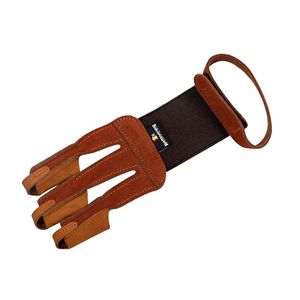 Gant de tir à l'arc en cuir, demi-doigts, pointes renforcées, fermeture auto-agrippante, durabilité accrue, libération fluide, précision - Product Image 1
