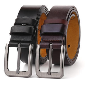 Ceinture Formelle en Cuir Véritable, Cuir de Vache, Couleur Unie, Boucle à Ardillon, Boucle Rectangulaire en Acier, Durable, Moulage Monobloc - Product Image 1
