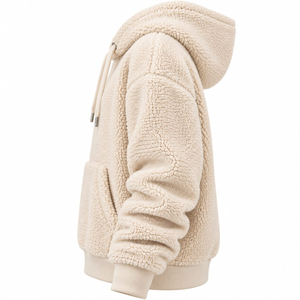 Fleece <b>Sherpa</b> Hooded Sweatshirt Beige Casual Winter Wear Anti-Pilling Knitted Pullover Solid Color Men's <b>Hoodies</b> & Sweatshirts - Product Image 3