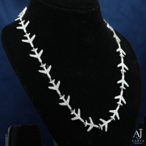 AARVA JEWELS Arrow Moissanite <b>Statement</b> <b>Necklace</b> 925 Silver Rhodium Plated Luxury Party Unisex <b>Necklaces</b> - Product Image 4