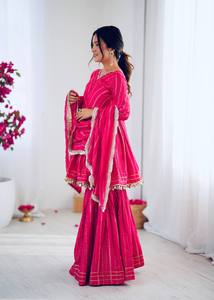 ชุดกระจกงานออกแบบ MAL Chanderi kurti sharara พร้อมลูกไม้ dupatta - Product Image 2