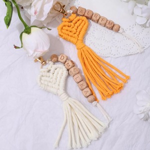 <b>Personalized</b> Colorful Heart Shape Macrame <b>Keychain</b> Suitable For Couples Friends Gifting And And Stylish Daily Use Accessory - Product Image 2